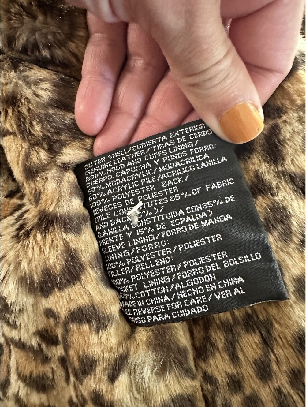 Y2K Leopard Cheetah Print Lined St Johns Bay Suede Hooded Jacket Coat L Petite - Picture 4 of 13
